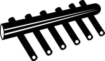 A simple, black and white illustration of a rake vector