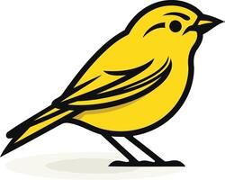 Yellow Bird Illustration with Black Outline vector