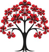 Stylized Red Tree with Black Trunk vector