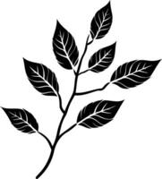 Simple black silhouette of a branch with leaves, perfect for design projects vector