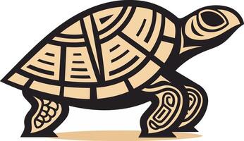 Stylized Turtle Illustration in Black and Tan vector