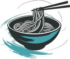 A Bowl of Noodles with Chopsticks vector
