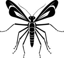 A striking black and white illustration of a mosquito in a minimalist style, perfect for designs related to nature, insects, or health vector