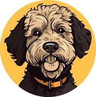 Portrait of a Happy Dog with Fluffy Fur vector