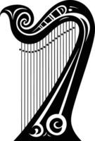 A striking silhouette of a harp, perfect for musical projects, celtic designs, and artistic expressions vector
