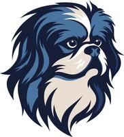Blue and White Pekingese Dog Portrait vector