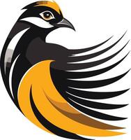 Stylized Bird with Yellow and Black Feathers vector