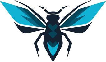 Stylized Blue Insect with Spread Wings vector