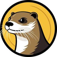 Otter Portrait in a Circular Frame vector