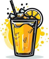 Refreshing Citrus Cocktail with Ice and Lemon vector