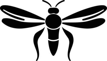 Simple black and white silhouette of a dragonfly, perfect for logos, icons, and branding vector