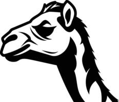 Bold black and white illustration of a camel's head in profile, perfect for design projects, branding, or tattoos vector