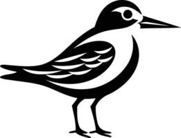 A simple black and white element illustration of a bird with a detailed wing pattern vector