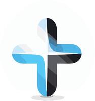 Abstract Blue and Black Cross on White Background vector
