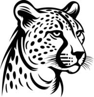 Black and white element illustration of a cheetah head, perfect for logo design, branding, and graphic design projects vector