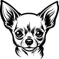 A bold and detailed black and white illustration of a chihuahua's head, perfect for adding a touch of canine charm to any design vector