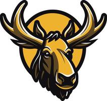 Majestic Moose Head with Sun Background vector