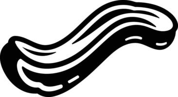 A simple, bold, black and white illustration of a single strip of bacon, perfect for use in menu designs, social media graphics, or food related branding vector