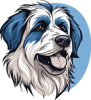 Portrait of a Happy Dog with Blue Patches vector