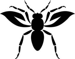 Simple black and white silhouette of a wasp with wings spread vector