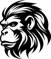Black and white tribal style monkey head tattoo design vector