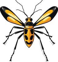 Cartoon Illustration of a Yellow and Black Bug vector