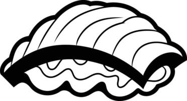 A simple, bold outline illustration of a single piece of sushi vector