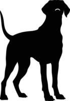 Black silhouette of a dog standing on a white background vector