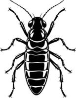 A bold black and white illustration of a cockroach, perfect for adding a touch of creepy crawly charm to your design projects vector