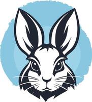 Rabbit Portrait Against a Blue Background vector