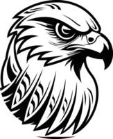 Bold and fierce, this black and white eagle head tattoo design is perfect for anyone looking for a powerful and striking graphic vector