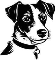 Black and white illustration of a jack russell terrier with a collar vector