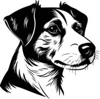 A bold and detailed black and white illustration of a jack russell terrier, perfect for dog lovers, tattoo artists, and branding vector