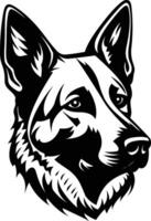 A bold, black and white illustration of a german shepherd's head, perfect for tattoos, branding, or any design that requires a strong and loyal image vector