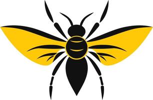 Abstract Silhouette of a Bee with Yellow Wings vector