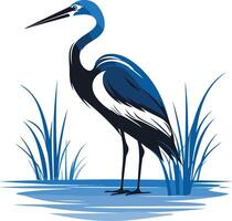 Blue Heron in a Marsh vector