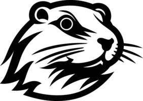 Black and white element illustration of a gopher's head in a bold, stylized design vector