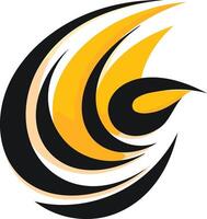 Abstract Design with Swirling Black and Yellow Shapes vector
