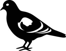 Simple silhouette of a pigeon in black and white vector