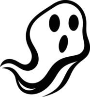 Simple black and white illustration of a friendly ghost with a cute expression, perfect for halloween designs or spooky themes vector