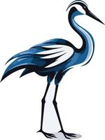 Blue Crane Illustration with Abstract Design vector