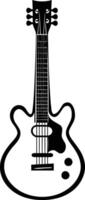 A simple, black and white silhouette of an electric guitar, perfect for use in music related designs, websites, and presentations vector