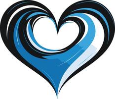 Blue and Black Heart with White Background vector