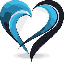Abstract Heart with Swirling Blue and Black vector
