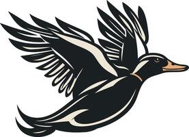 Flying Duck with Spread Wings vector