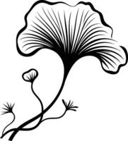Simple and elegant black and white illustration of a ginkgo leaf, perfect for adding a touch of nature to designs vector
