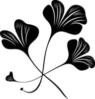 A simple yet elegant silhouette of three ginkgo leaves, perfect for adding a touch of nature to your designs vector
