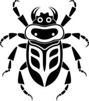 Black and white element illustration of a stylized beetle, perfect for tattoo designs, branding, or any project needing a bold, geometric insect vector