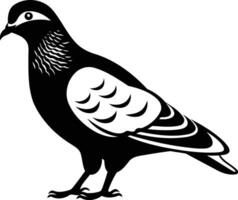A simple yet striking black and white illustration of a pigeon, ideal for tattoo designs, logo creation, or decorative elements vector