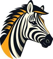 Zebra Head Portrait with Stripes and Yellow Mane vector